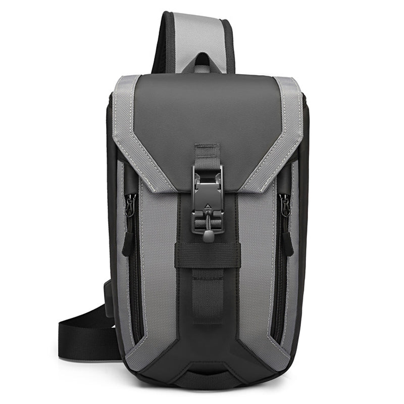 OZUKO 9334 Oxford Cloth USB Port Men's Chest Bag Travel Crossbody Bag Daypack - Black OZUKO 9334 Oxford Cloth USB Port Men's Chest Bag Travel Crossbody Bag Daypack - Black